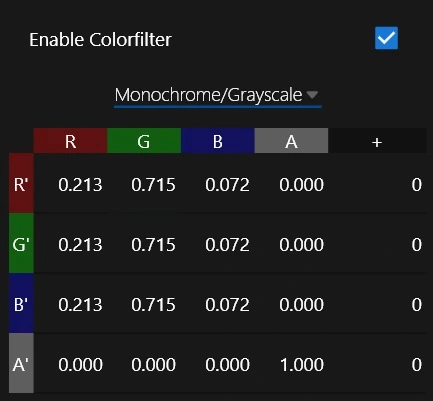 Color Filter Matrix